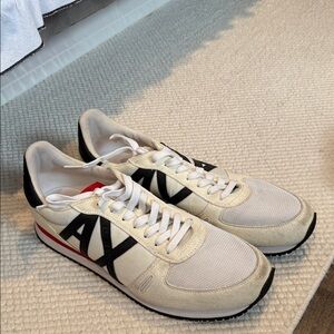 Armani Exchange Cream and Black Sneakers